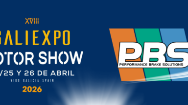 Banner advertising Galiexpo Motor Show 2026 with dates 24/25/26 April in Vigo, Spain, and PBS logo on the right.
