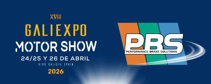 Banner advertising Galiexpo Motor Show 2026 with dates 24/25/26 April in Vigo, Spain, and PBS logo on the right.