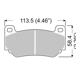 8447 - PBS FRENOS Technical diagram of a brake pad showing dimensions: width 113.5 mm (4.46 in) and height 58.4 mm (2.29 in).
