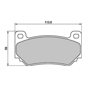 8447 - PBS FRENOS Technical drawing of a brake pad with overall width 113.8 mm and height 59 mm, showing mounting ears and outline.