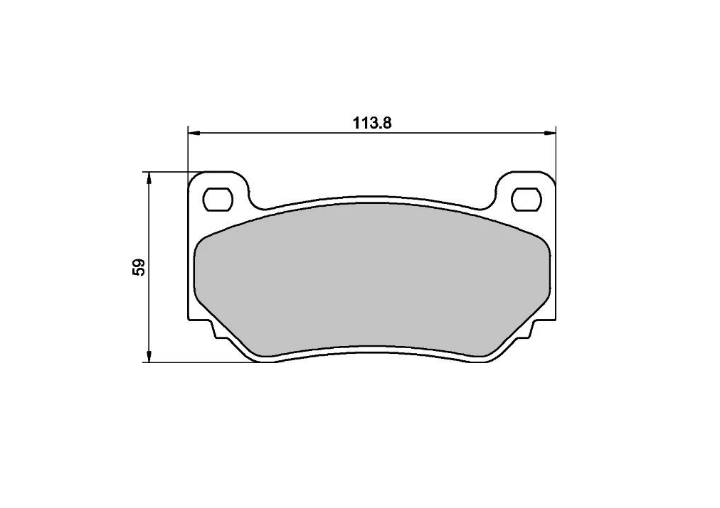 8447 - PBS FRENOS Technical drawing of a brake pad with overall width 113.8 mm and height 59 mm, showing mounting ears and outline.