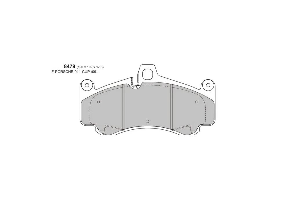 8479 - PBS FRENOS Technical drawing of a brake pad with mounting holes and friction surface, labeled 8479.